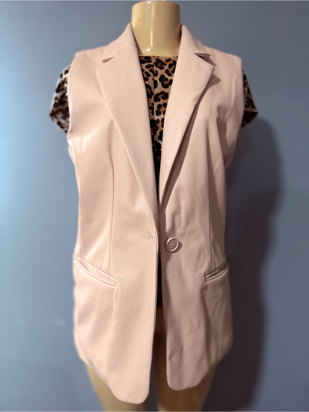 Steve Madden Pale Pink Sleeveless Blazer Vest